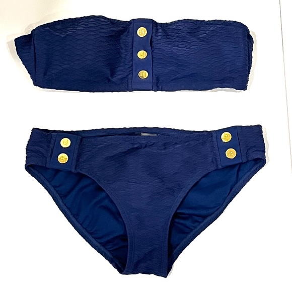 BLEU by Rod Beattie Blue Strapless Nylon Spandex Bikini  Set-Size 4 and 6 - Picture 1 of 6